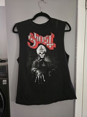 GHOST BAND Black Graphic Muscle Tee